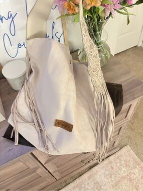 Wrangler Light Cream Fringe Shoulder Tote